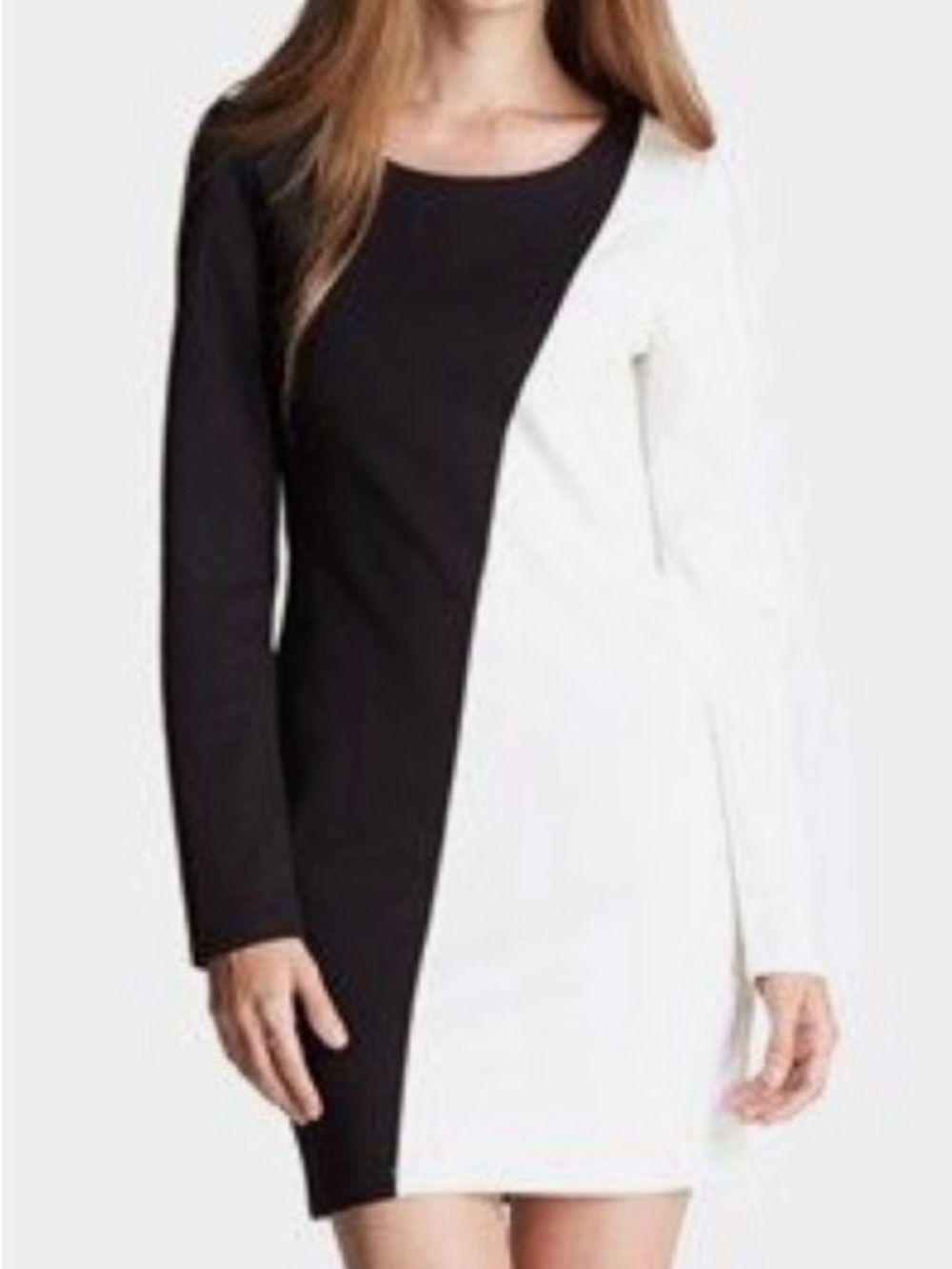 Felicity & Coco Black and White Long-Sleeve Colorblock Dress